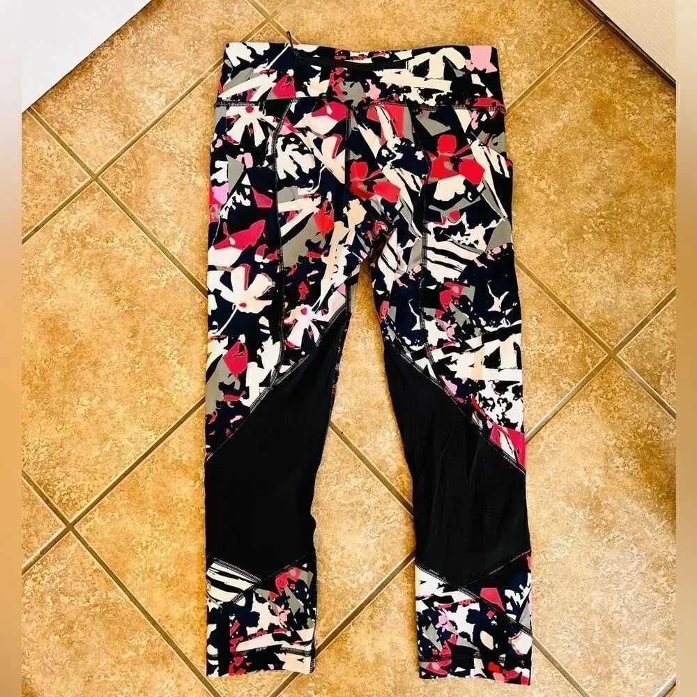 Lululemon Pace Rival Crop Pop Cut Boom Juice Multi Black pants leggings!